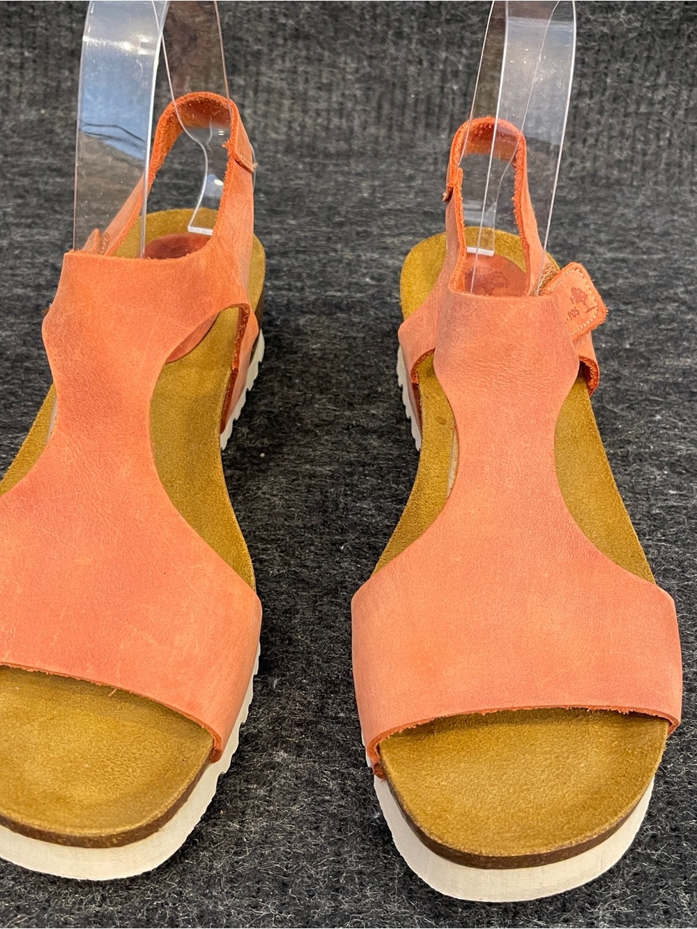 Inter-Bios Coral Suede Slingback Sandals with Cushioned Cork Footbed s 8.5